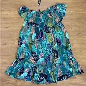 Multicolored Green Off/On Shoulders Size Large